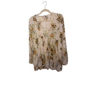Free People Bella Tunic Top Size M Cream Yellow Floral OB815445 Boho Fairy